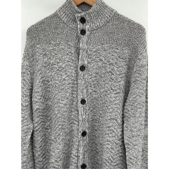 Banana Republic Cardigan Sweater Men Large Gray Button Down Mock‎ Neck Knit - Picture 3 of 13